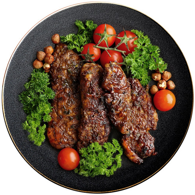 루비코코 골드 원형 스테이크 접시 그릇, 1개, 블랙