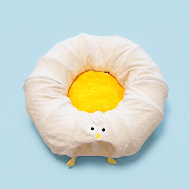 보람찬 고양이들 뽀글뽀글 고양이 터널 숨숨집, 1개, 흰 오리