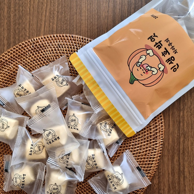 인생호박엿 수제 콩가루 호박엿 전통 간식 200g, 3개