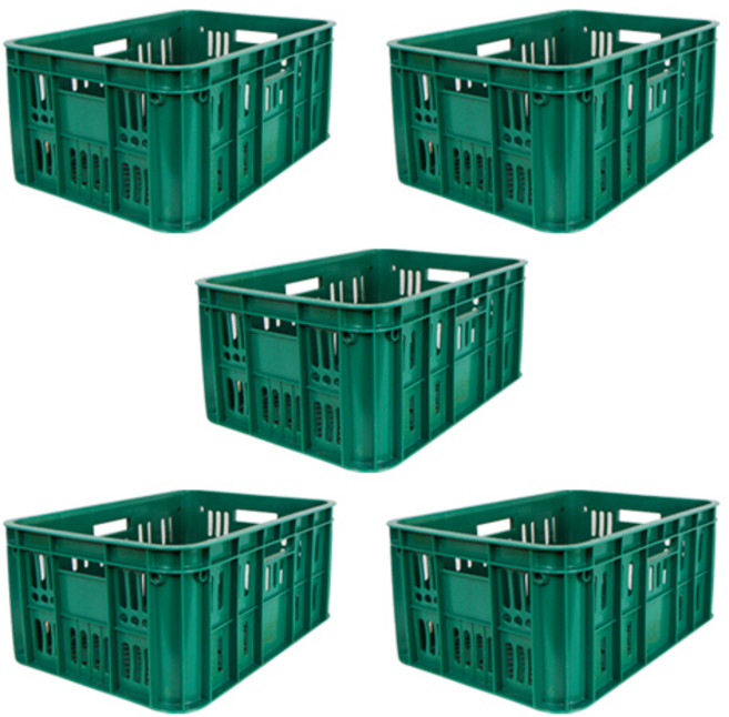 세화파렛텍 김치박스 플라스틱 농수산물 사각 과일상자, 5개, 녹색