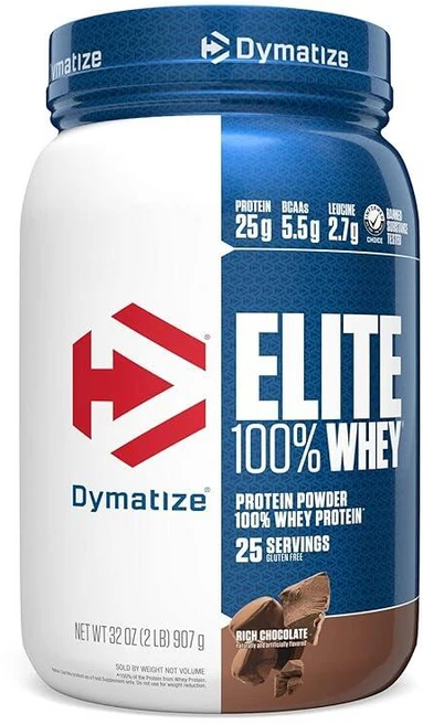 Dymatize 엘리트 100% 유청 단백질 분말 프로틴 파우더 운동 보충제 단백질 25g BCAA 5.5g 및 L-류신 2.7g 리치 초콜렛 2파운드, 1개 - 쿠팡