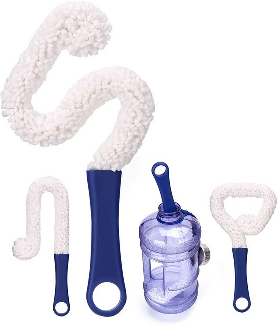 캐리보틀 휘어지는 와인 디캔터 세척솔/와인병 엣지/물병/물통 구석 세척, 1개, 블루