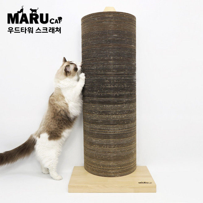 [국내제작] 마루캣 우드타워 스크래쳐 100cm 대형 수직스크레쳐 리필 교체가능 고양이 스트레칭 발톱관리, 1개, 본품