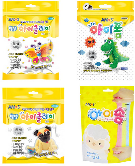 디어템 아모스 아이클레이 파우치 50g 110g 폼 클레이 아이솜 점토 만들기 놀이, 빨강, 1개