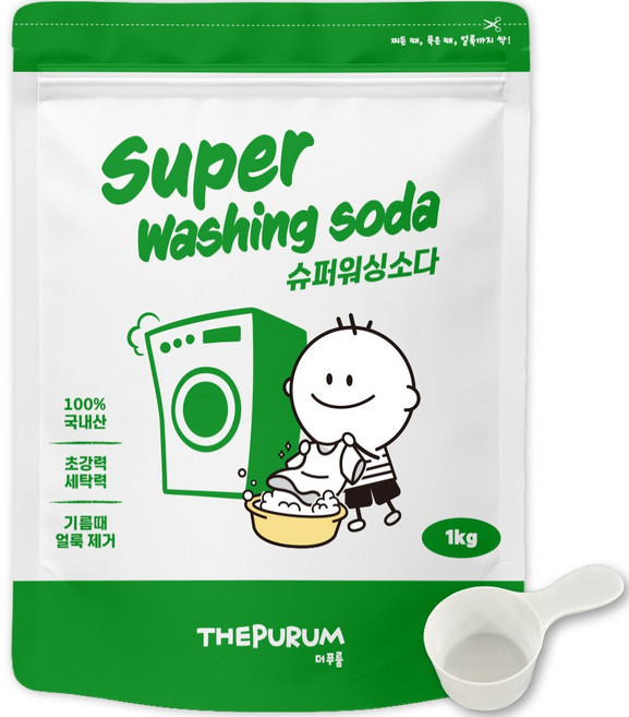 더푸룸 슈퍼 워싱소다 강력탈취 세탁세제 얼룩제거 탄산소다 국내제조 가루세제, 1개, 1kg
