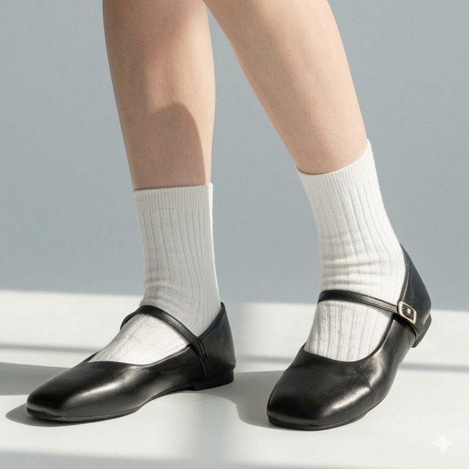 라미 스퀘어 메리제인 플랫슈즈