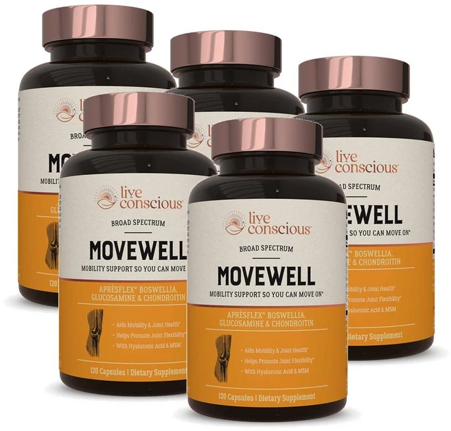 라이브 컨셔스 무브웰 글루코사민 콘드로이틴 MSM 히알루론산 캡슐 Live Conscious Movewell, 5개, 120정 - 쿠팡