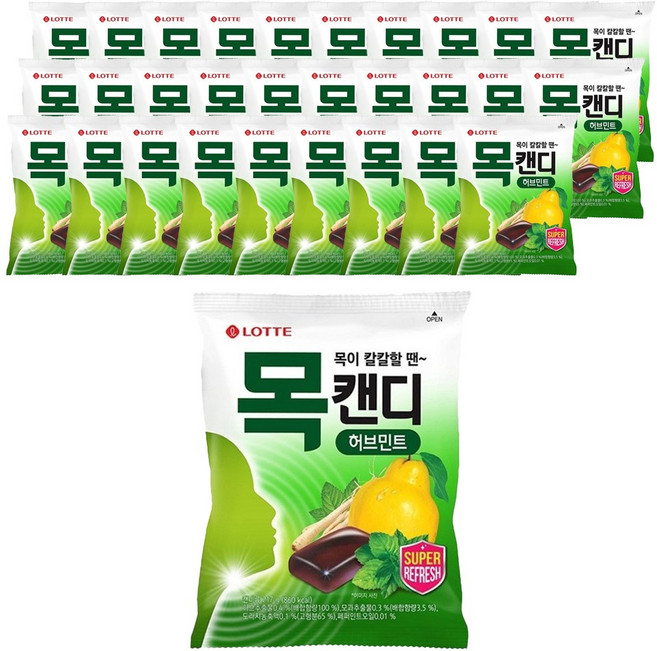 롯데제과 목캔디 허브민트, 217g, 33개