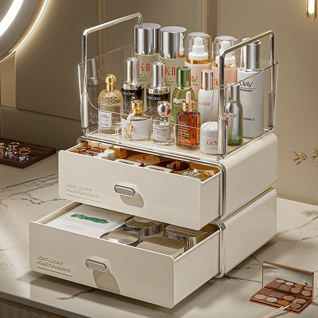 홈위시 다용도 화장품 정리함 모던 향수 진열대, 1개, 투명+화이트