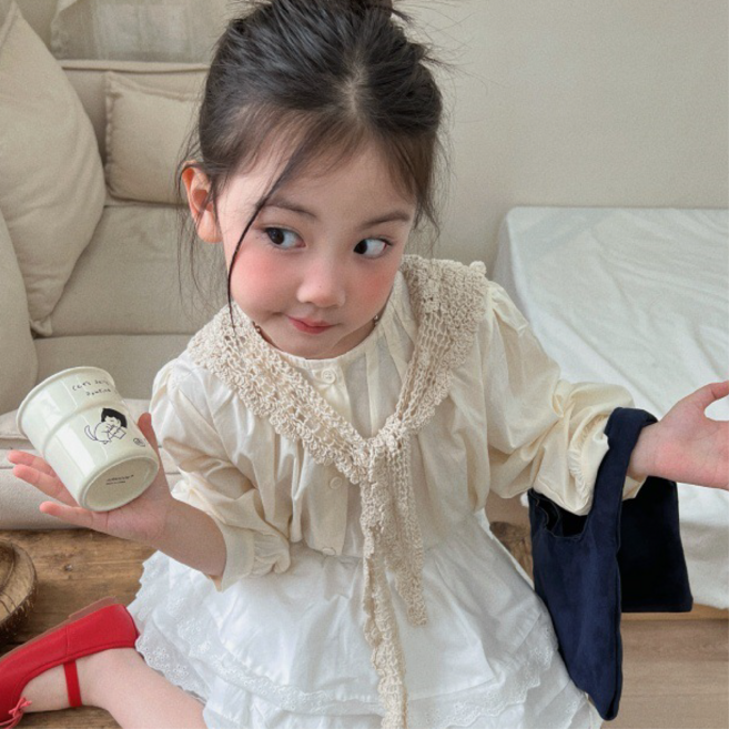 소녀감성블라우스 키즈 유아동 여아 러블리 라운드 긴팔 나들이룩