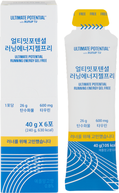 얼티밋포텐셜 러닝에너지젤프리 탄수화물 팔라티노스 타우린 러닝 마라톤 파워젤(40g/6포), 40g, 6개
