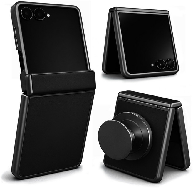 제루크 갤럭시 호환 Z플립 맥세이프 힌지보호 소가죽 풀커버 그립 케이스