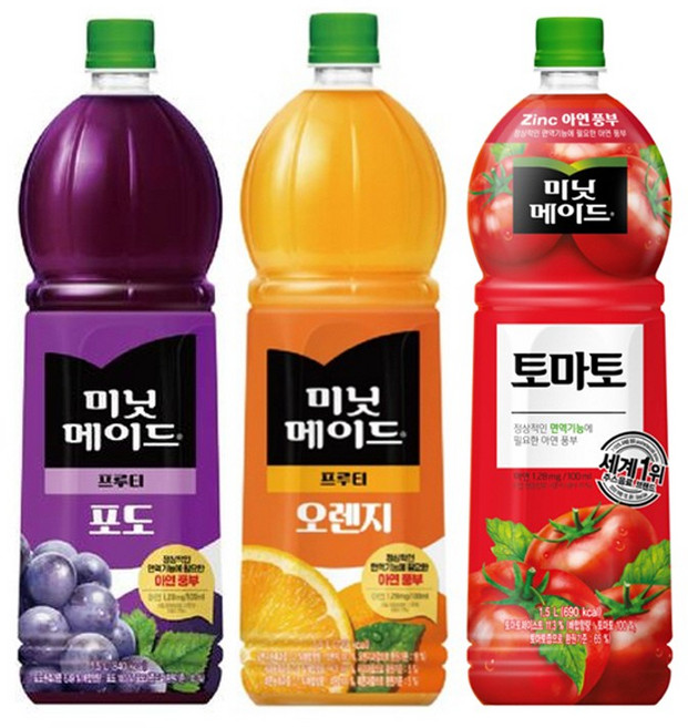 [마시자몰] 미닛메이드 오렌지+ 포도 + 토마토, 3개, 1.5L