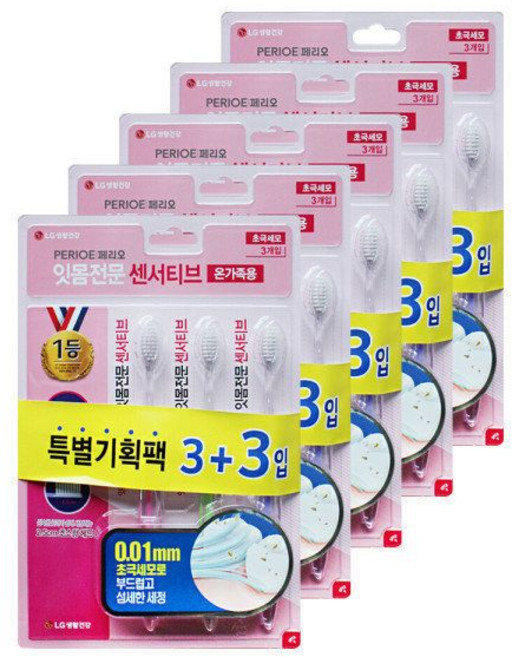 엘지 페리오 센서티브 온가족용 칫솔 초극세모 6입5개, 6개입, 5세트
