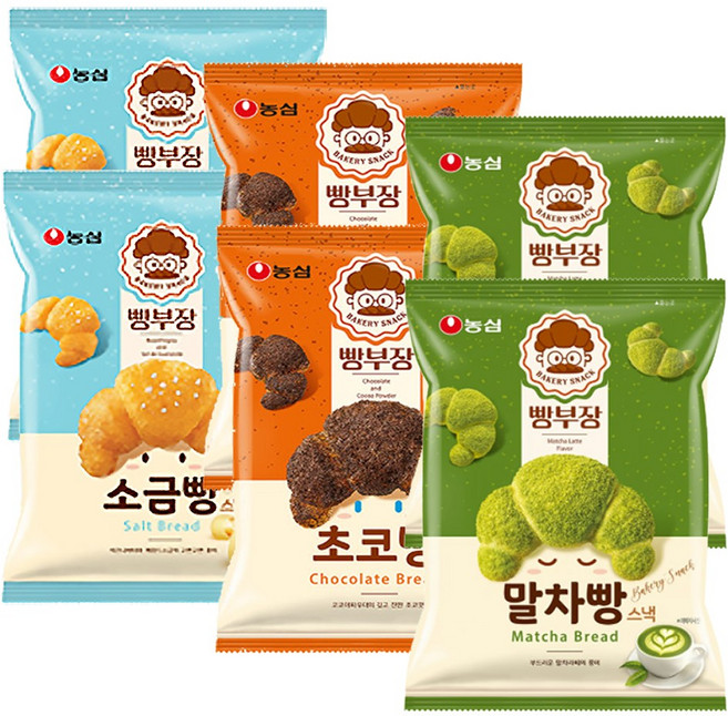 빵부장 세가지맛 (소금/초코/말차) 2개씩 (총6개), 1개, 330g