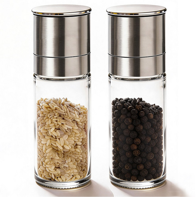 지미스홈 스텐 그라인더 원형 양념통, 2개, 90ml
