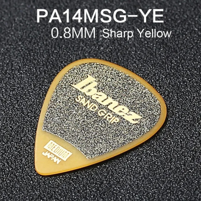 Ibanez 기타 피크 그립 마법사 시리즈 샌드 미끄럼 방지 플렉트럼 0.8/1.0/1.2mm 액세서리 Made in Japan, [08] Sharp Yellow 0.8, 08 Sharp Yellow 0.8, 1개
