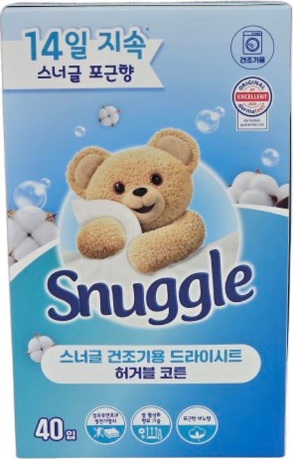 스너글 건조기용 드라이시트 허거블코튼, 40개입, 2개