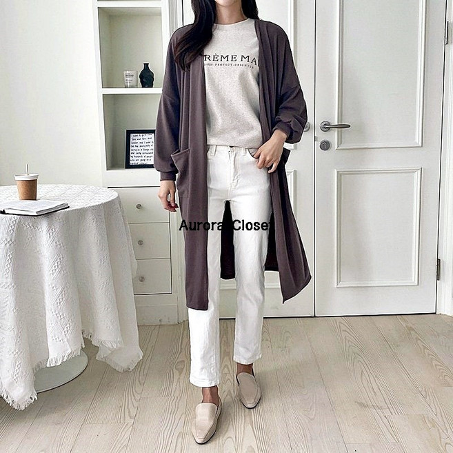 여성 가디건 오픈형 루즈핏 데일리 롱가디건