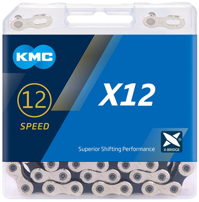 KMC X8 X9 X10 X11 X12 Ti-N 골드 체인 mtb 도로 자전거 8s 9s 10s 11s SRAM/Campagnolo 변속기 시스템 용 12 단 체인, X12 실버 블랙, 1개