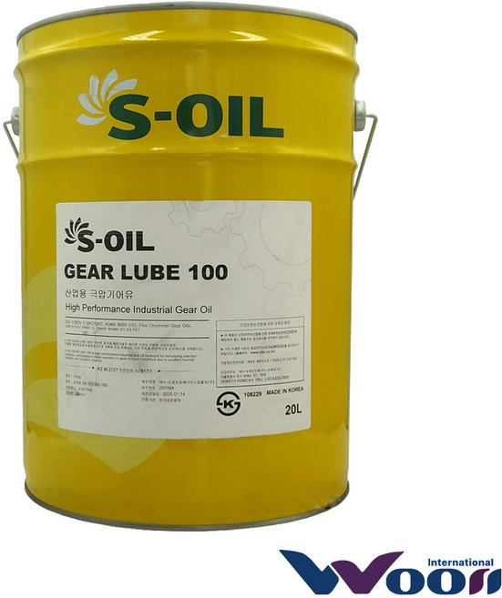 에스오일 기어 루브 100 20L 산업용 공업용 극압 기어오일 (피팅 방지 에너지 절감), 1개