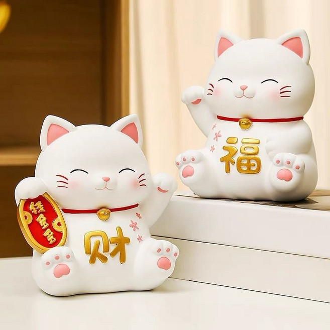【開發票/統編】招財貓存錢罐 新款大容量儲蓄零錢罐, 1個, 中號錢多多招財貓17*12*18cm,（可進可出）搪膠存錢罐摔不壞
