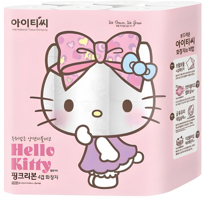 ITC 헬로키티 핑크리본 화장지 4겹 20m, 24개입, 1개