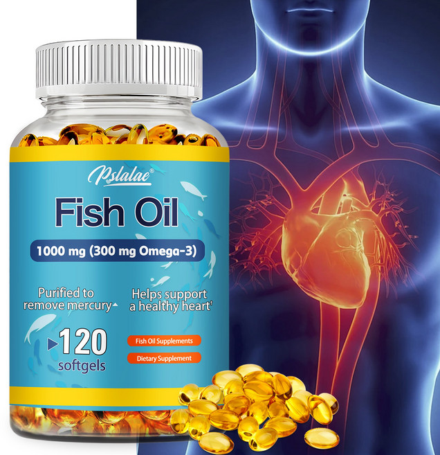 프리미엄 오메가 3 피쉬 오일 1000mg - 두뇌 심장 및 피부 건강 - EPA & DHA 함유, 1개, 60정