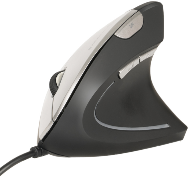 버티컬 유선마우스 손목보호 인체공학 손목이편한 마우스 6개버튼 2단계 DPI 사무용 업무용, 블랙