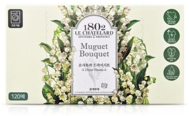 르샤트라 건조기용 섬유유연제 드라이시트 120매 뮤게부케, 120개입