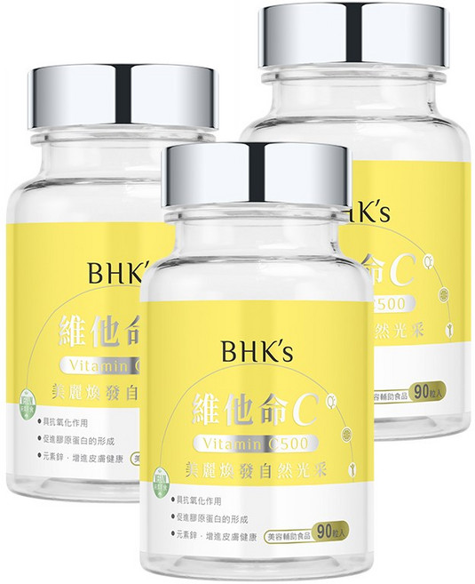 BHK's 維他命C500錠, 3個, 90顆