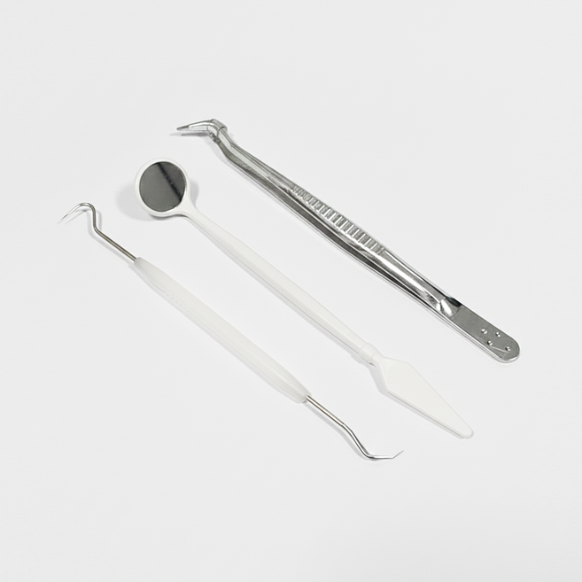 치과 구강검진 키트 멸균 일회용 덴탈 미러 탐침 핀셋 3종세트 의료봉사 진단도구, 1개, KIT