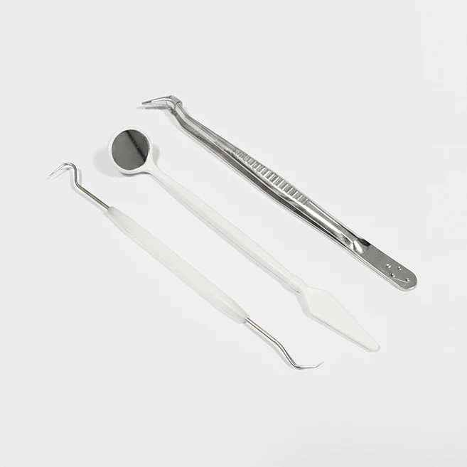 치과 구강검진 키트 멸균 일회용 덴탈 미러 탐침 핀셋 3종세트 의료봉사 진단도구, 1개, KIT - 쿠팡