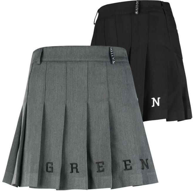 세련된 자수이니셜 여성 골프 주름스커트 스포츠웨어 심플 하의 여자