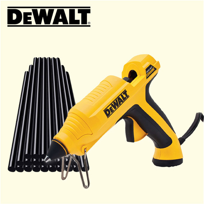 DEWALT 디월트 140W 급속 히팅 글루건 + 국산 핫멜트 11mm 600g 글루스틱 블랙 세트, 1세트