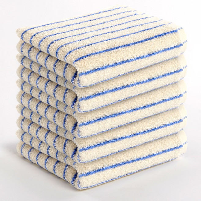 MYNVO 스트라이프 호텔 수건 180g 40수 코마사 선염라인 타올 부드럽고 두툼한 데일리 세면타월, 5개, 아이보리 스트라이프