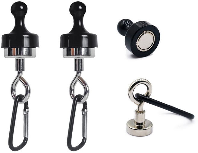 팀메이커 캠핑 자석 카라비너 후크 고리자석 초강력 3개세트, 블랙