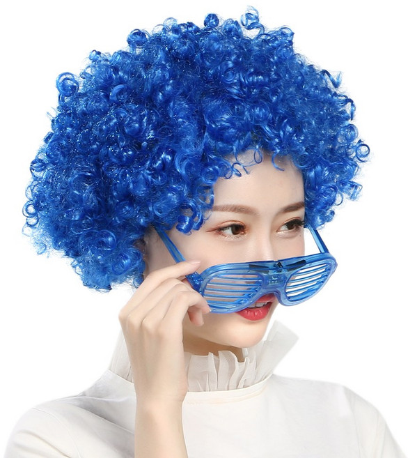 도매파티 뽀글이 가발-파티 파마 코믹 코스프레, 뽀글이 파랑색, 1개