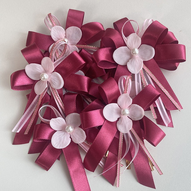 리본꽃 포장꽃 완성리본 포장리본, 10개, 자주