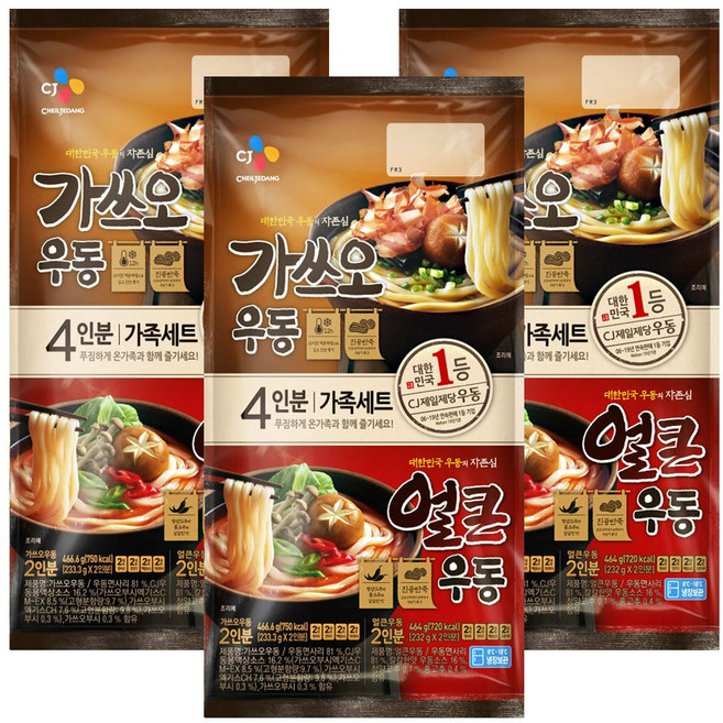 CJ 가쓰오 얼큰 우동 4인분 930.6g, 3세트