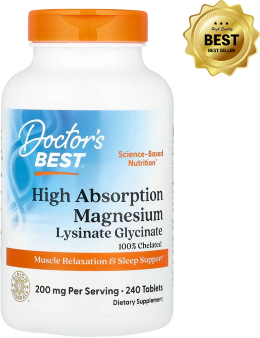 닥터스베스트 고흡수 마그네슘 리시네이트 글리시네이트 킬레이트 알비온 TRAACS 200mg 240정 / 해외직구 미국정품, 1개