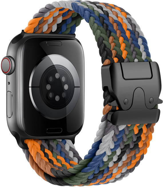 Fegwilde 애플워치 호환 파라슈트 스타일 버클 브레이드 스포츠 루프 스트랩 울트라1/2/3 49/46/45/44/42/41/40mm 11 10 9 8 3 SE1/2/3 밴드, 미채