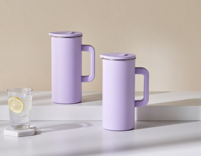 모던하우스 세척이 쉬운 스텐 304 냉장고 물병, 퍼플, 1.5L, 2개