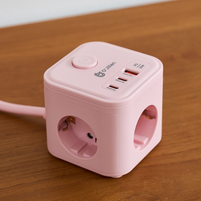 오지렌 고속충전 고용량 큐브 멀티탭 1.8m, 1개, 핑크(PD20W)
