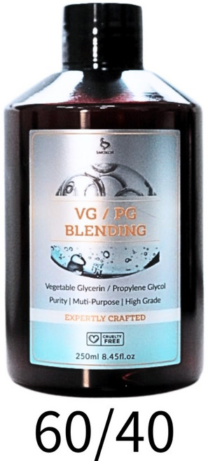 SMOKOR 植物性甘油/食品級丙二醇 USP高純度 保濕 高品質 肌膚保養, 1個, 250ml (60%VG+40%PG)