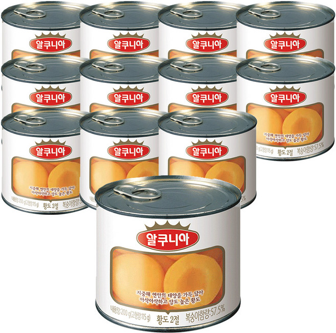 알쿠니아 황도 통조림, 200g, 12개