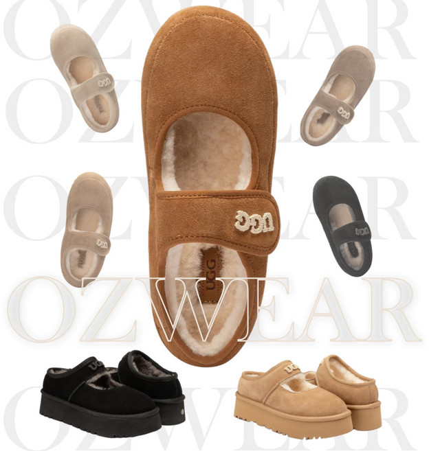 호주 오즈웨어 메리제인 어그 래터링 로고 플랫폼 성인 키즈 클래식 어그단화 OB970