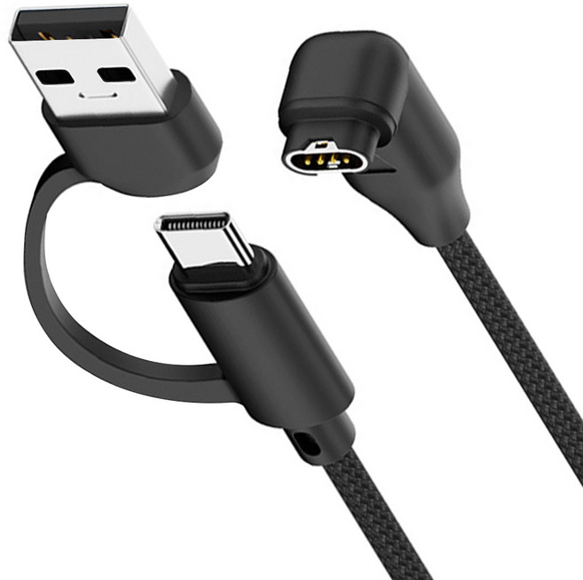 가민 2in1 충전 호환 케이블 USB-A C타입, 1개, 블랙, 103cm