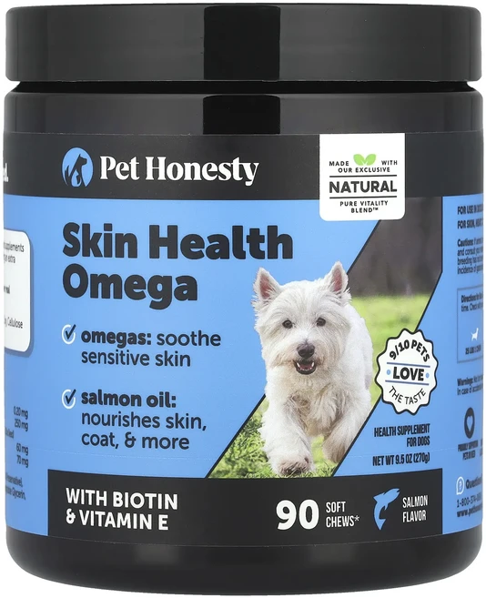 헁복하고 건강하세요 Pet Honesty Skin Health Omega 반려견용 연어 소프트츄 90개 270g(9.5oz) 늘 챙기셔야합니다, PetHonestySkinHealthOmega반려견용연