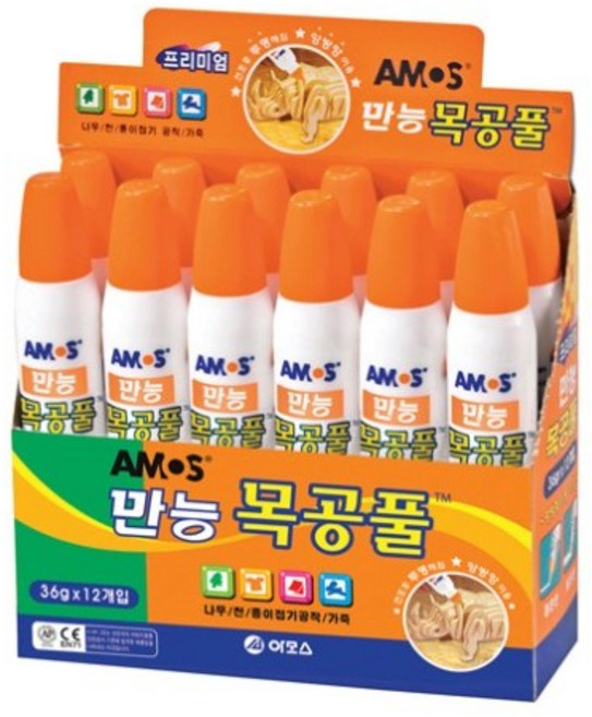 아모스 목공풀 36g 1갑12개입, 상세페이지 참조, 단품, 1개